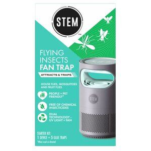 STEM Electric Fan Fruit Fly, Gnat and Fly Trap Indoor Starter Kit - 1 Unit + 5 G